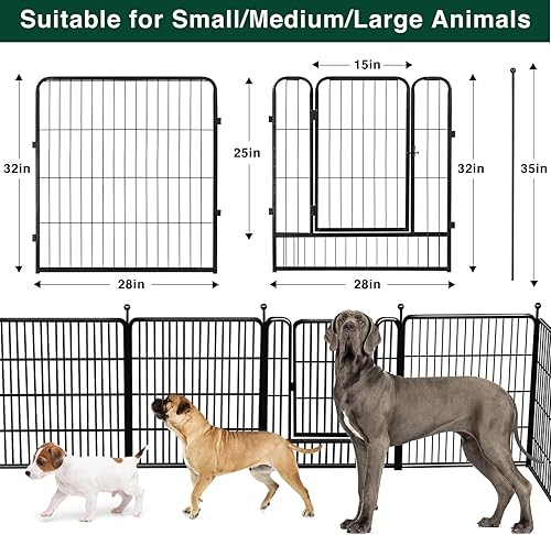 Vista 7 de Dog Playpen Outdoor, 16 Panels 32" H Dog Pen Indoor, Metal Dog Fence Outdoor, Pet Fence for Large/Medium/Small Dogs, Indoor Puppy PlayPen, Dog Fence