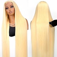 Vista 41 de ANDRIA Pelucas de encaje frontal negro y rubio de 13 x 4 pulgadas, previamente despuntadas, sin pegamento, con abuelitos, cabello sintético