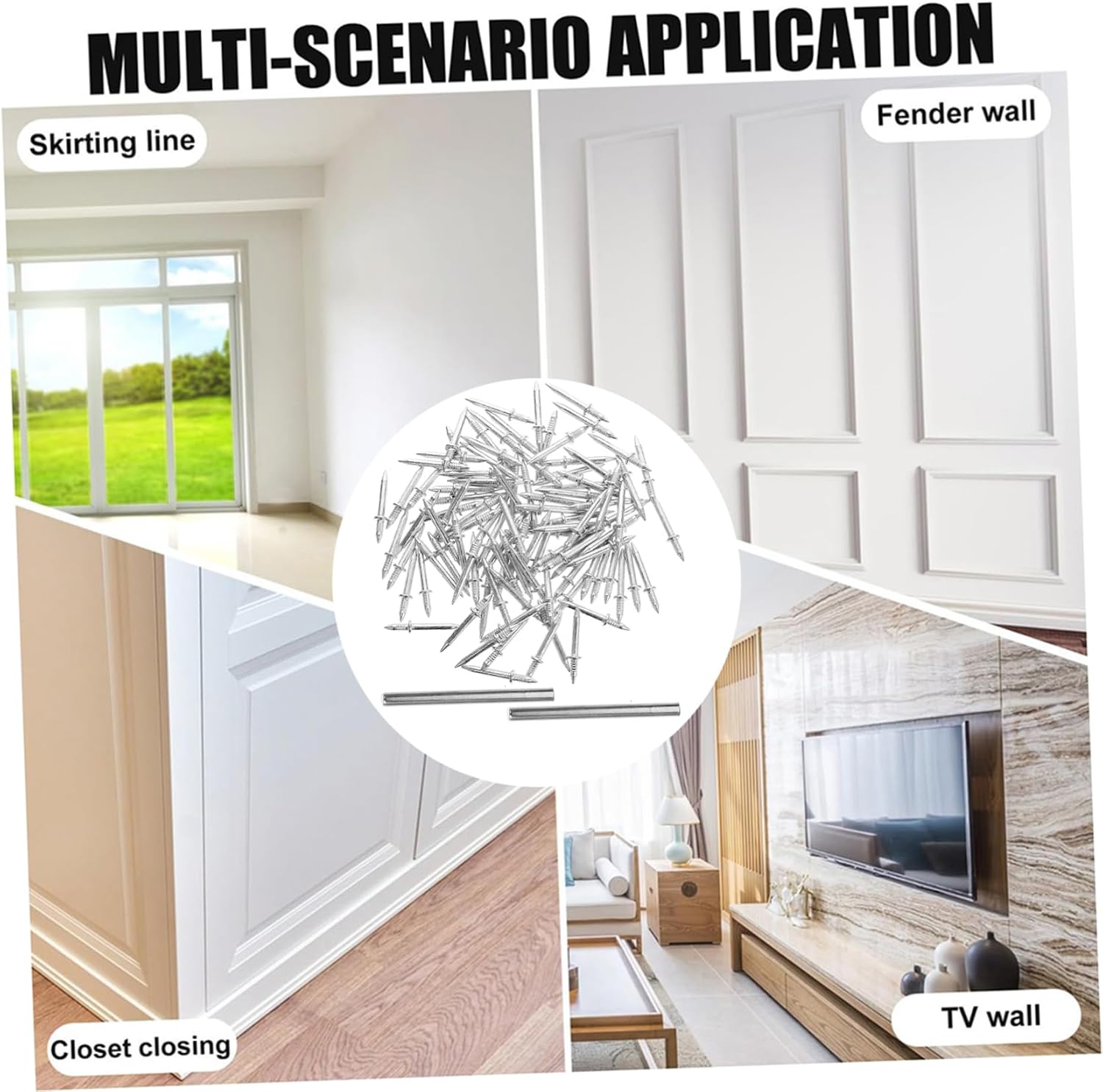 Double Head Skirting Nails 200pcs for Baseboards and Photos