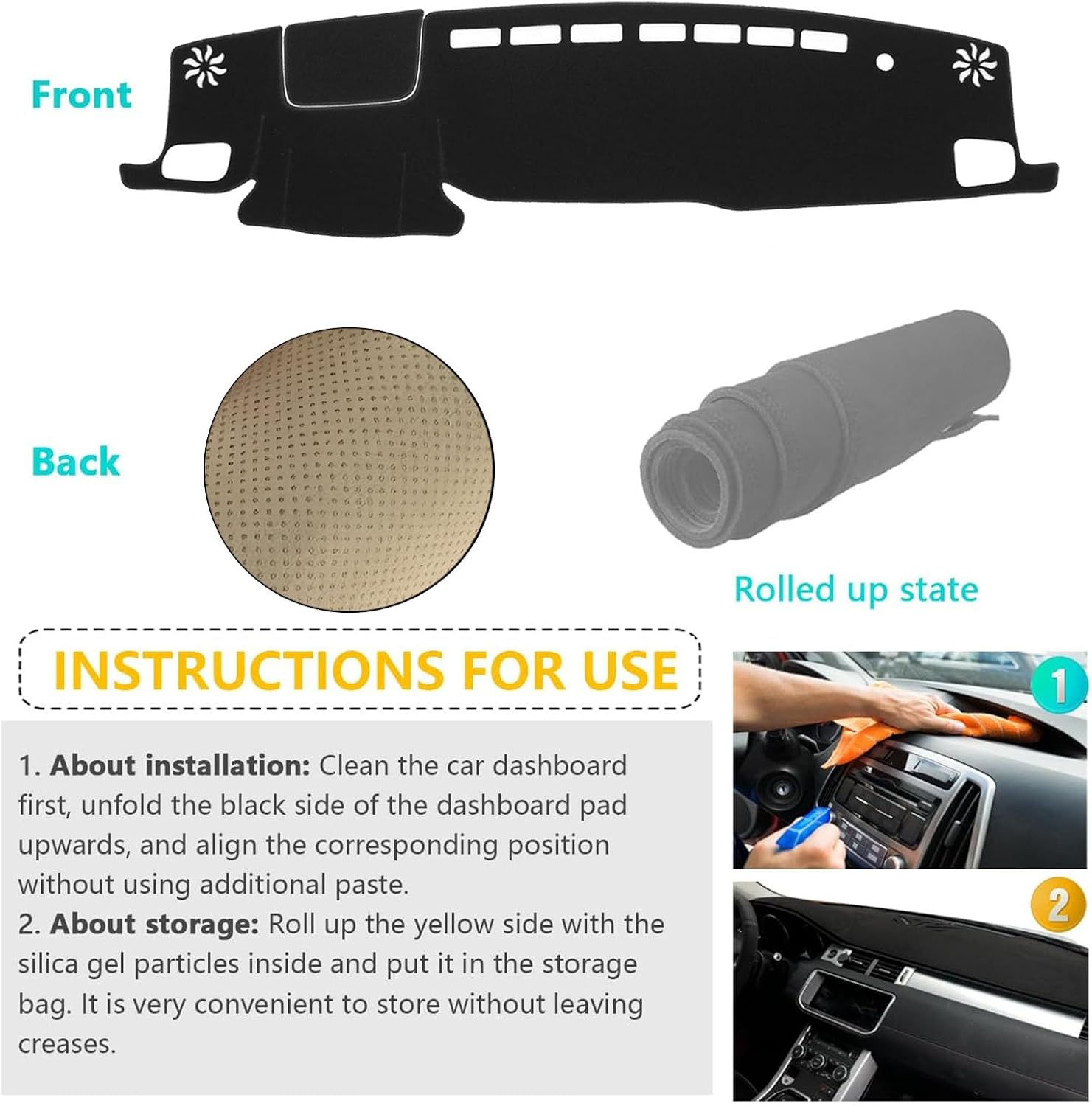 Dashboard Cover Suitable for Toyota Highlander 2020-2025 (L, LE, XLE, XSE, Limited, Platinum) Car Dashboard Cover Sun Visor Mat Non-Slip Polyester Dashboard Accessories