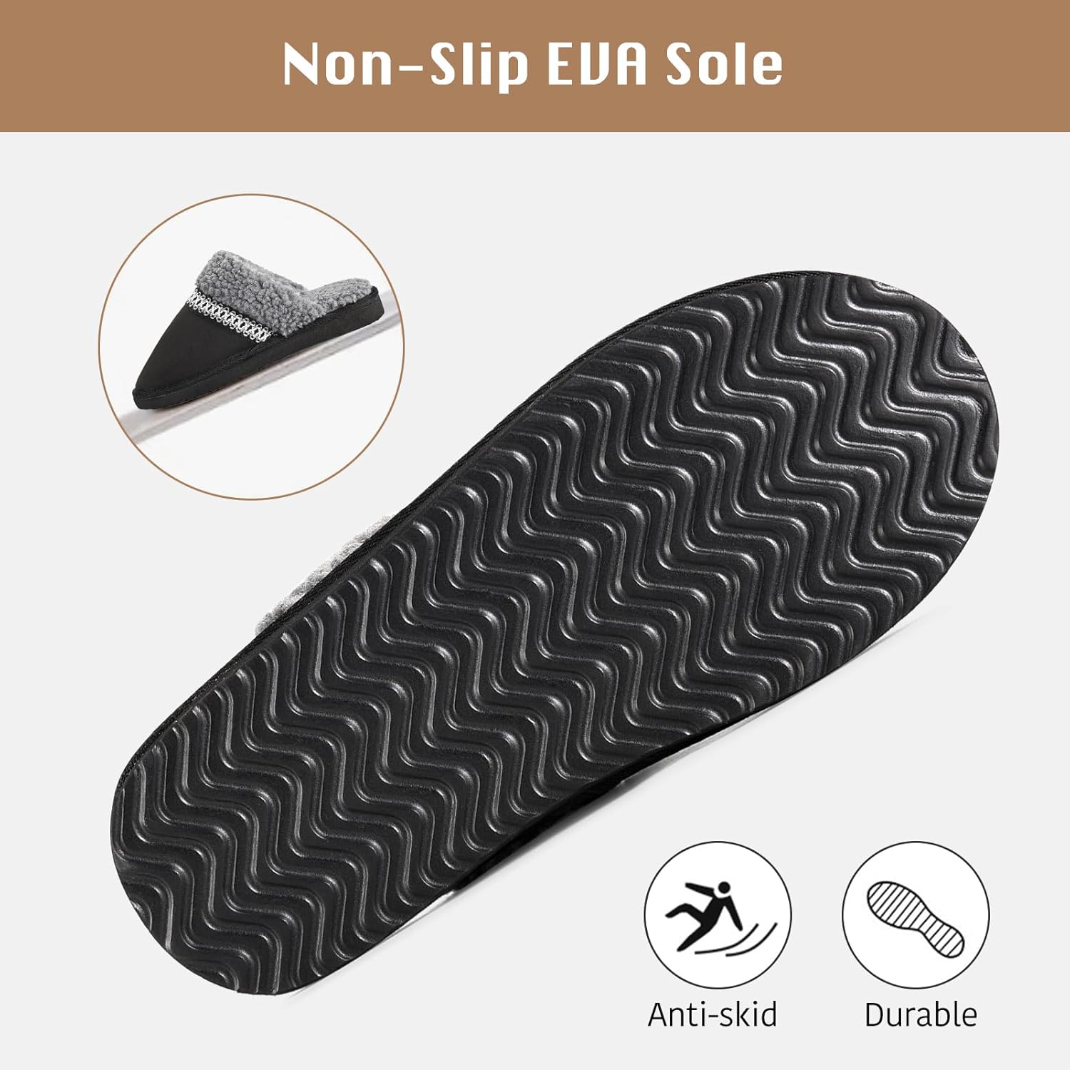 Slippers for Women Indoor Outdoor Ladies Memory Foam Slip On Anti-Skid Fluffy Fuzzy House Shoes Home Bedroom - Image 4