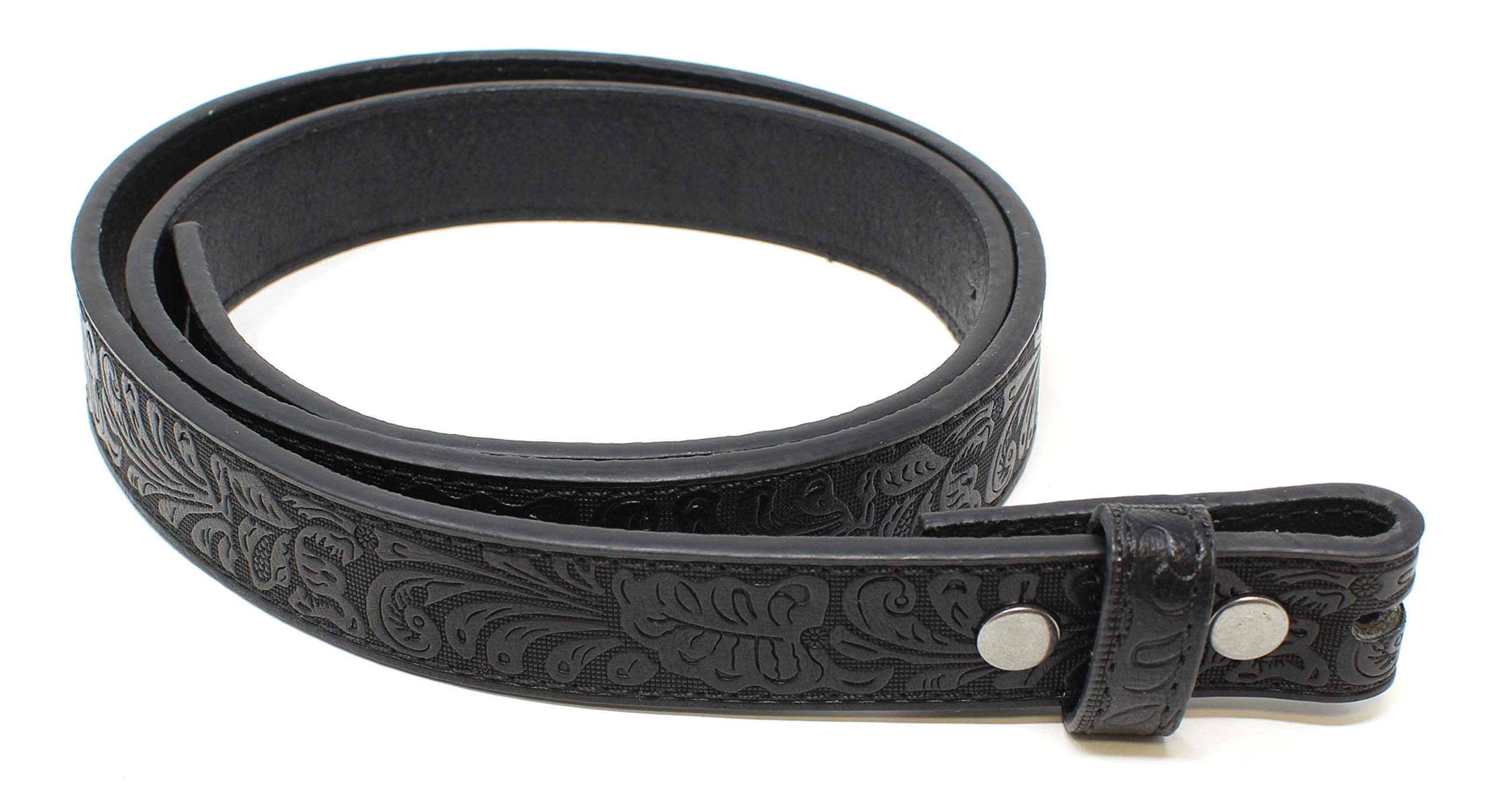 BC Belts Womens Thin Leather Belt Strap with Embossed Western Scrollwork 1