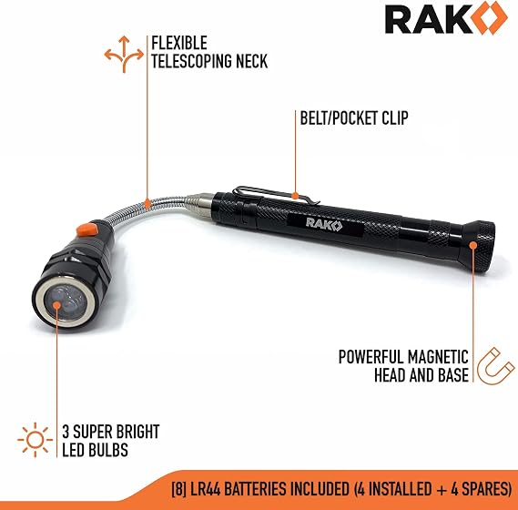 RAK Magnetic LED Pickup Tool Bundle with Hammer Multi-Tool
