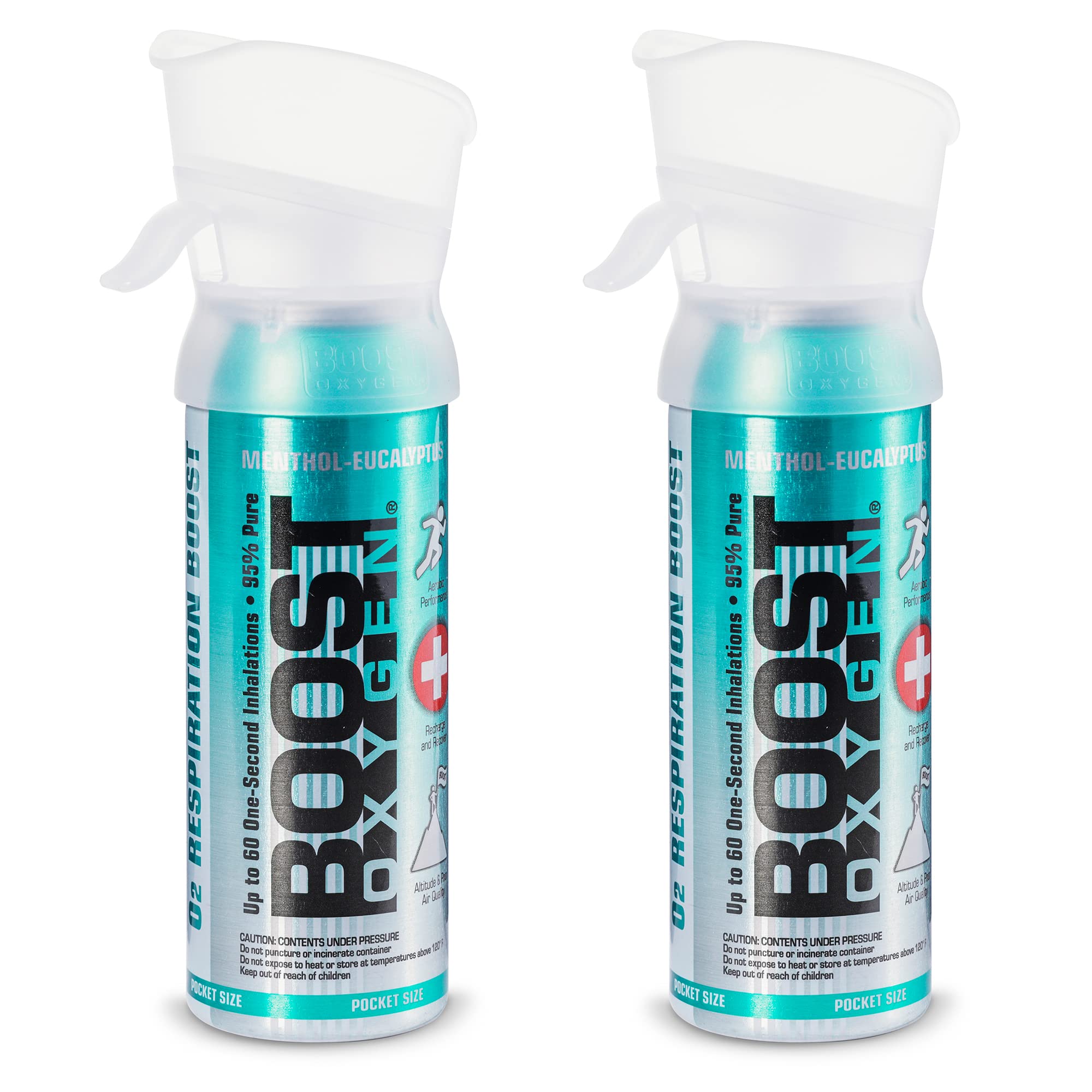 Boost Oxygen Pocket Size Breathe Menthol-Eucalyptus Aroma 3L Canister | Respiratory Support for Altitude, Performance & Health (2 Pack)