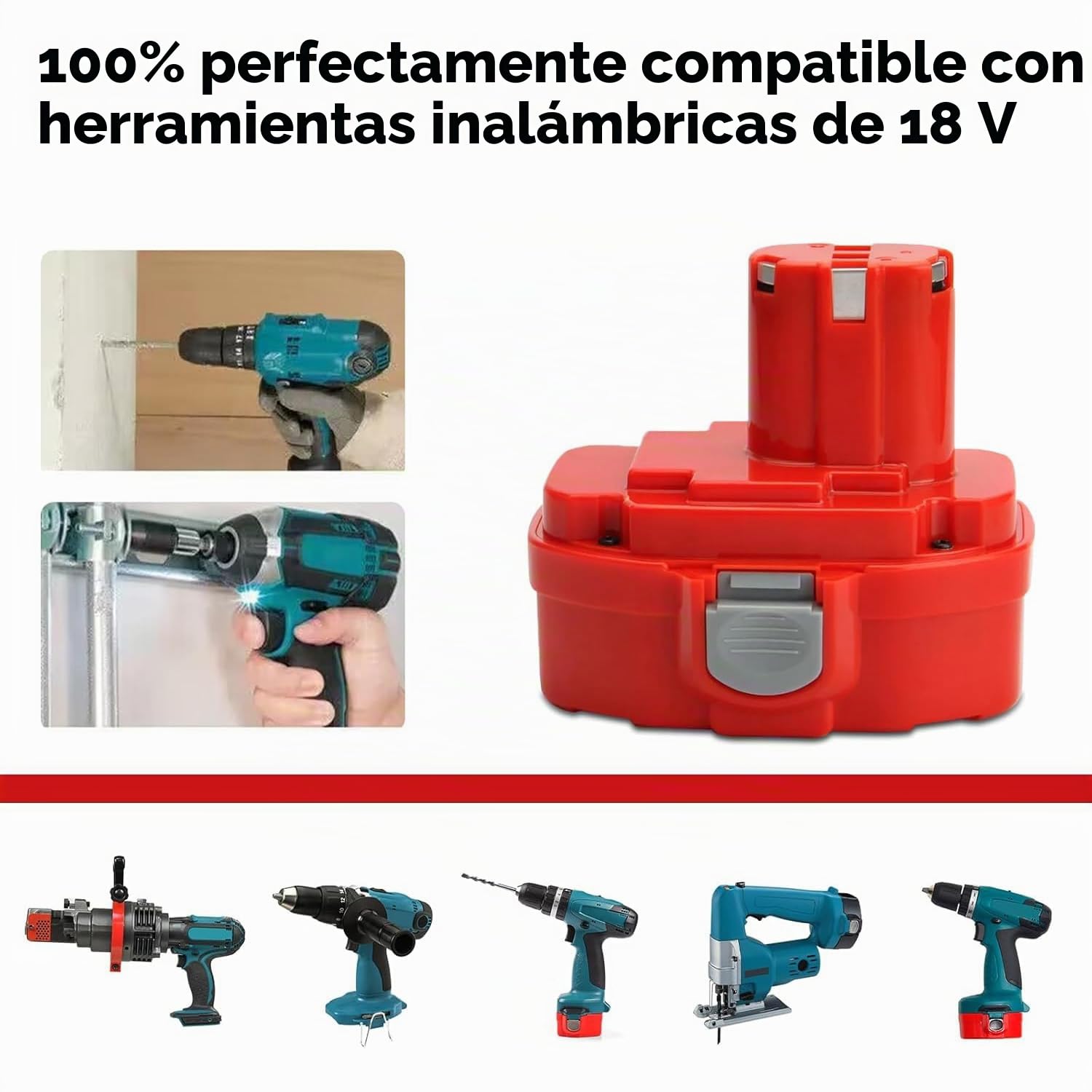 2 baterías de repuesto Ni-MH de 18 V 5000 mAh para PA18 1834 1822 1823 1835 | 8391D 192827-3 192829-9 193159-1 193102-0 192826-5