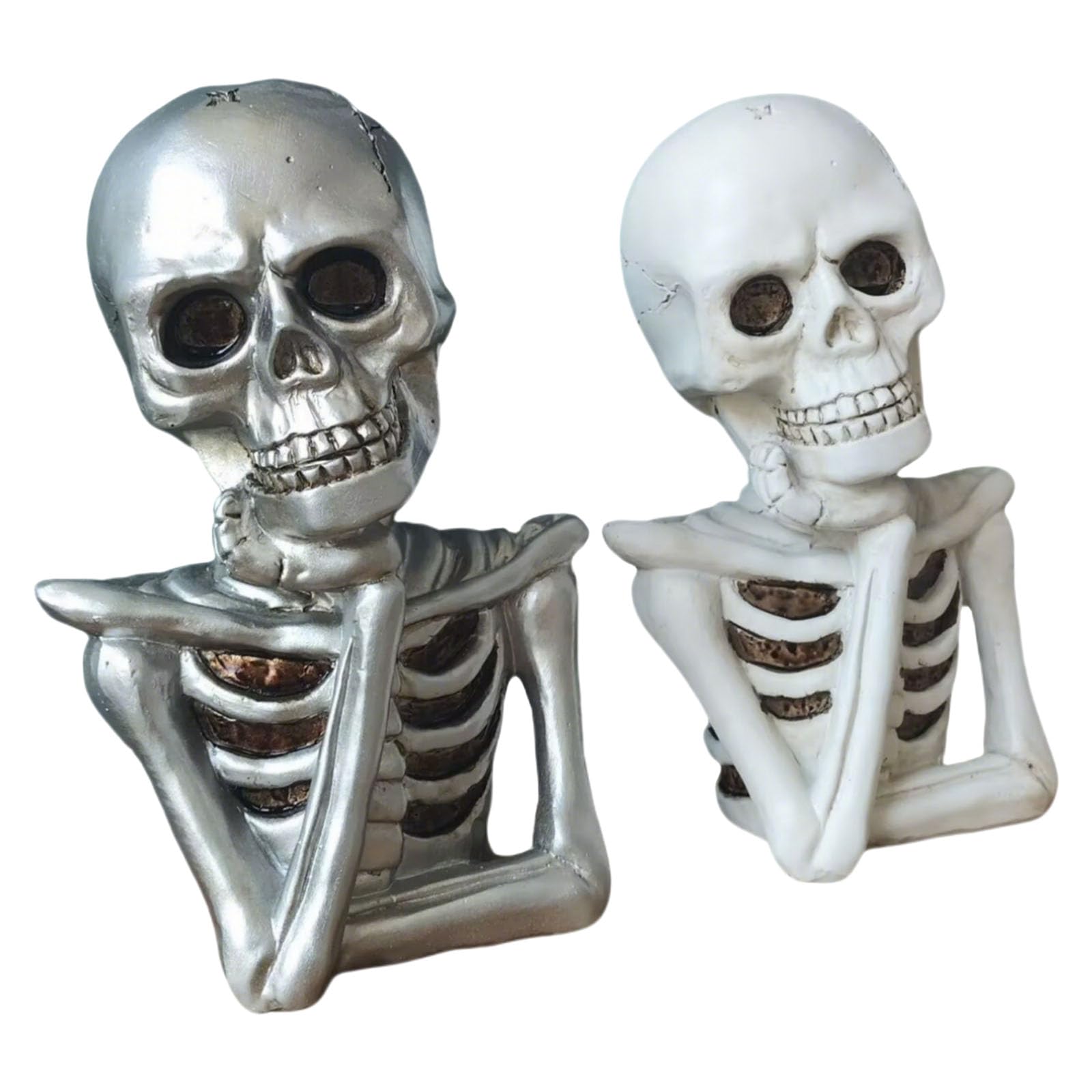 Tsophreniq Hollow-Eye Skull & Skeleton Busts Gothic Halloween Resin Artwork with Realistic Anatomical Design, 7Inch Skull Resin Statues