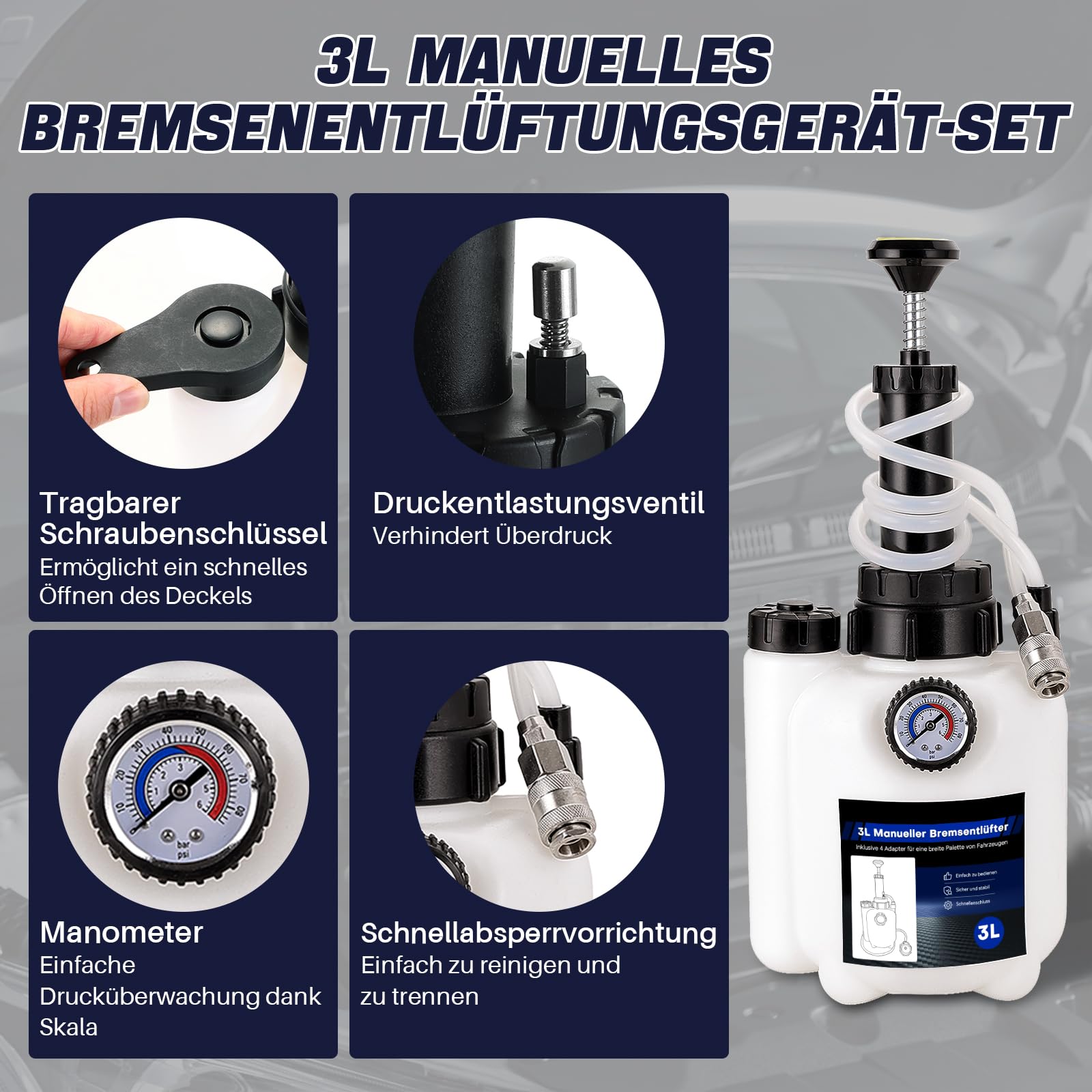 DASBET 3L Bremsenentlüftungsgerät, manuelles Bremsenentlüfter Set