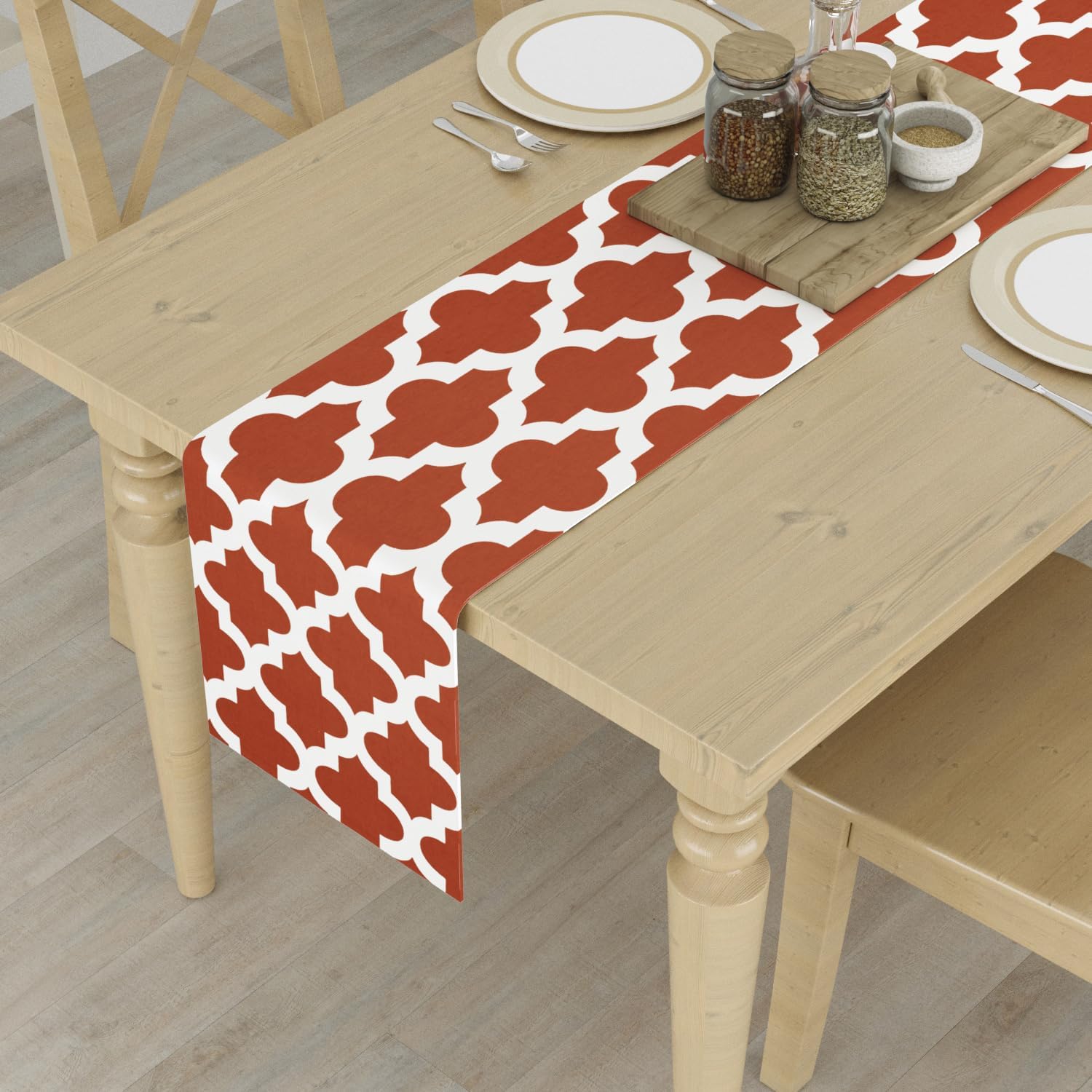 HOMEMONDE Centre Table Runner 6 Seater 12 x 72 Inch - Cotton Table Cloth for Dining Room Coffee Tables, Rust