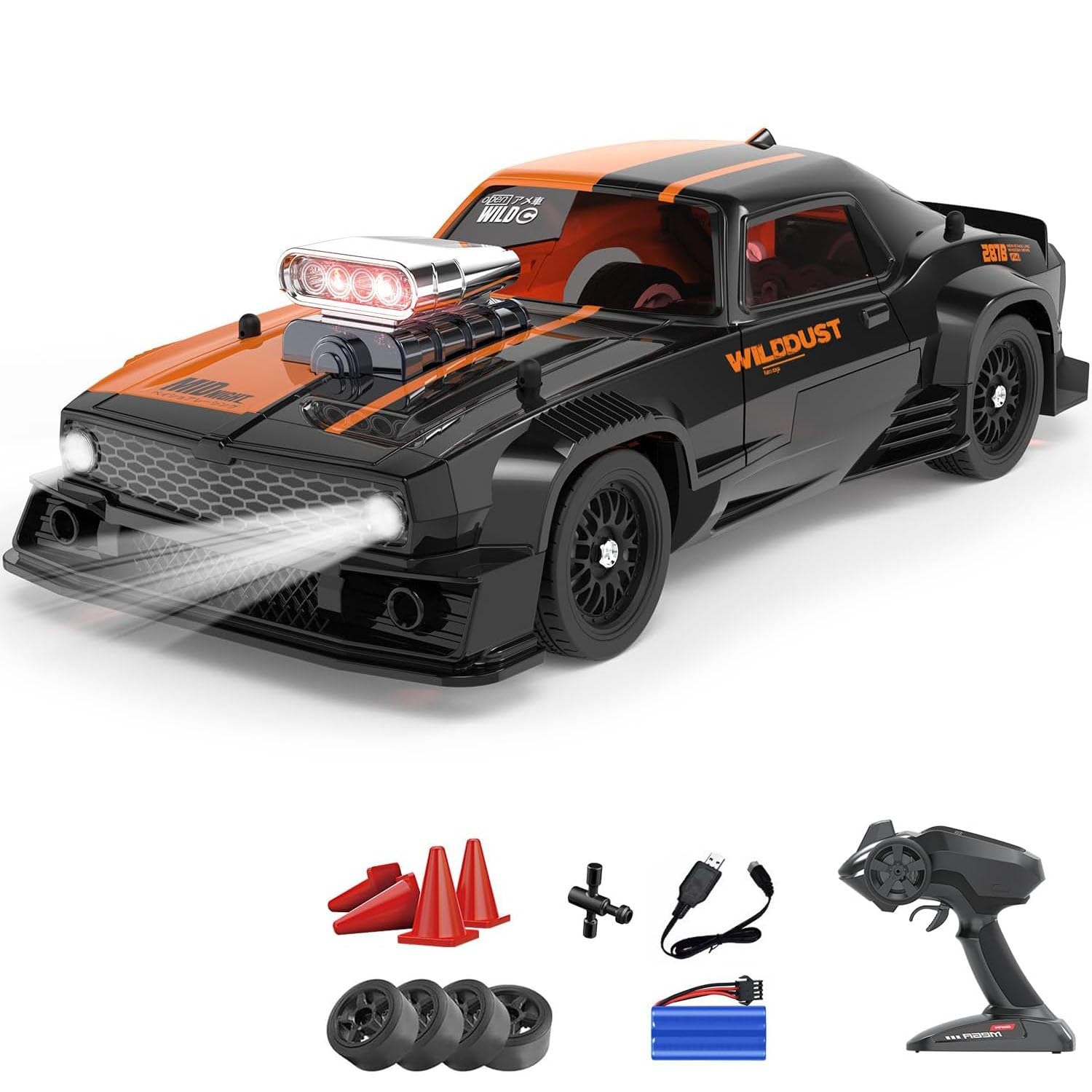Auto da corsa RC in scala reale, auto telecomandata in scala 1/16, 50+MPH, camion fuoristrada 4x4, auto da drift ad alta velocità, buggy RC, giocattoli elettrici, regali(Black)