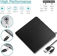 Vista 7 de YIUAEVL Unidad externa de CDDVD para laptop grabador de DVD -RW reproductor de CDDVD portátil unidad óptica de CD ROM lector de CDDVD convertidor