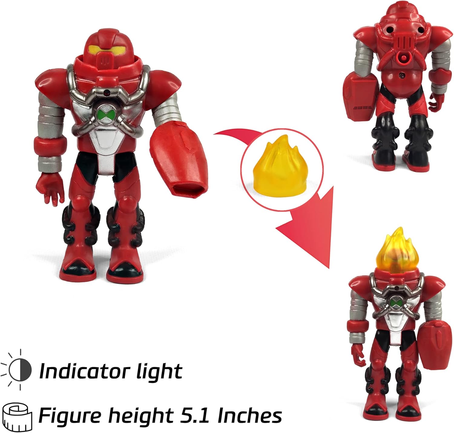 Toysvill Protector of Earth Collection Action Figures - 8 Figurines Set (Four Arms, Jetray, Overflow, Heatblast, Armored Cannonbolt, Humungousaur, Ben Tennyson, Bashmouth)