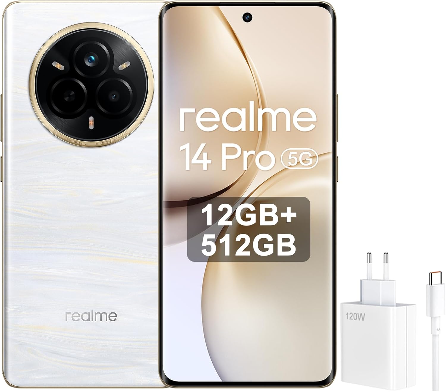 realme 14 Pro Dual-SIM 512GB ROM + 12GB RAM (GSM Only | No CDMA) Factory Unlocked 5G Smartphone (Pearl White) - International Version