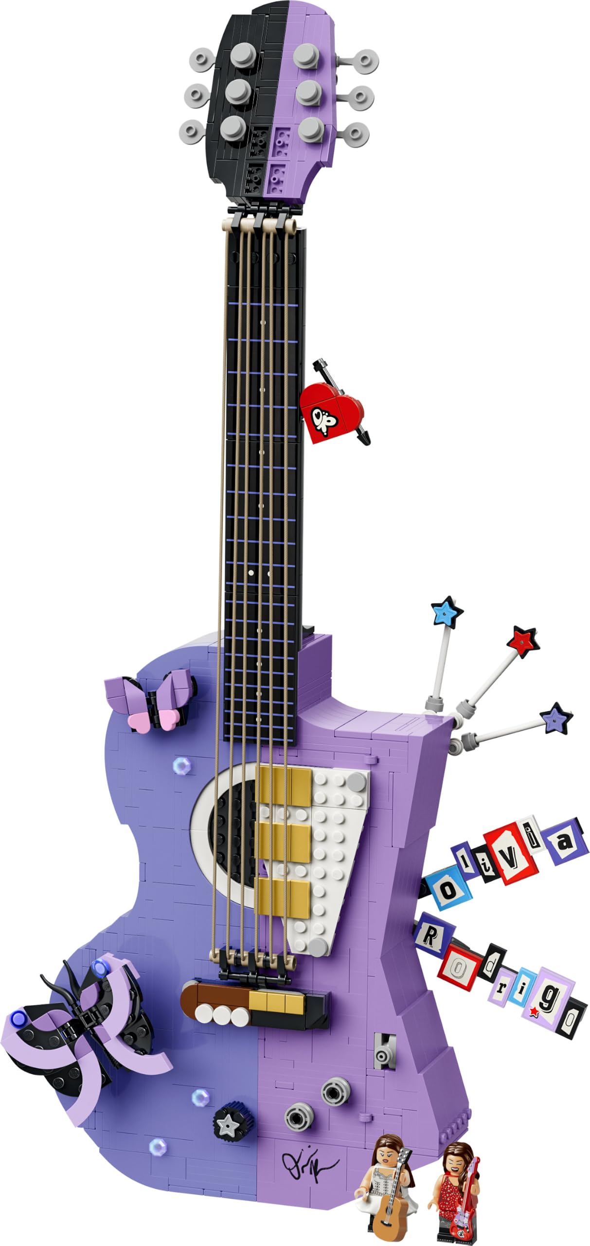 LEGO Editions Olivia Rodrigos Gitarre - 3D Modellbau mit 2 Minifiguren, Sternen & Schmetterlingen - Zimmer Deko - Musik Geschenk für Mädchen, Jungen ab 14 Jahren und Teenager Fans - 43031
