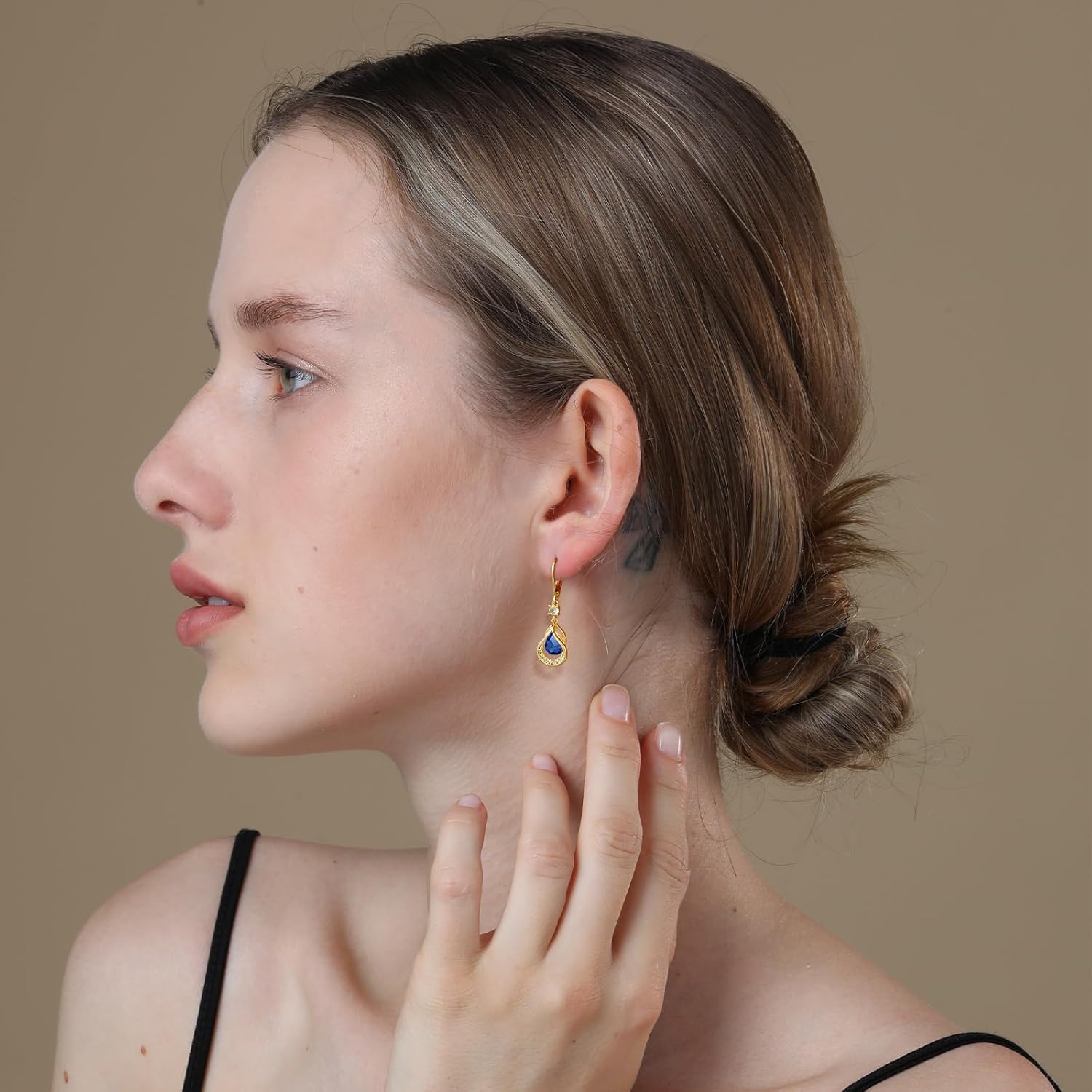 Easter Basket Stuffers - Dangle Trendy Leverback Birthstone Earrings 14K Sliver/Gold/Rose Gold Plated Teardrop Dangle Earrings Fine Jewelry Birthday Christmas Gifts for Women - Image 2