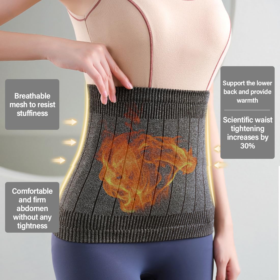 SGERUFZ 1 Unidad Faja Térmica para Mujer, Cinturón Lumbar Elástico, Calentador de Cintura y Cadera, Protector Abdominal para Invierno