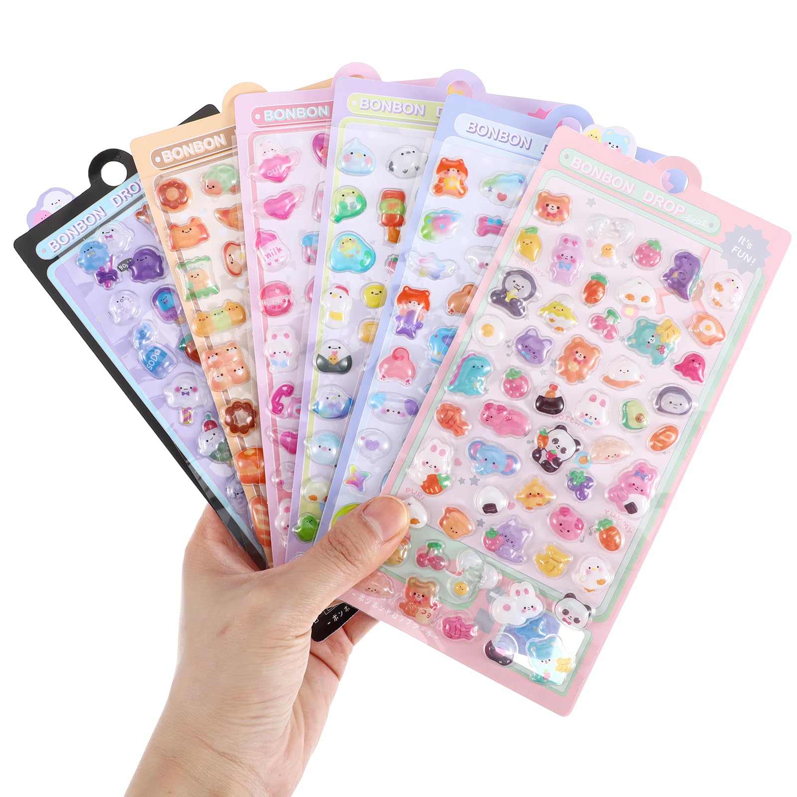 6 Sheets 3D Puffy Stickers Kawaii Resin Decorative Stickers Butterfly Flower Animal Cute Sticker Decorative Resin Sticker for Scrapbooking Notebook Journals Laptops Phone Case