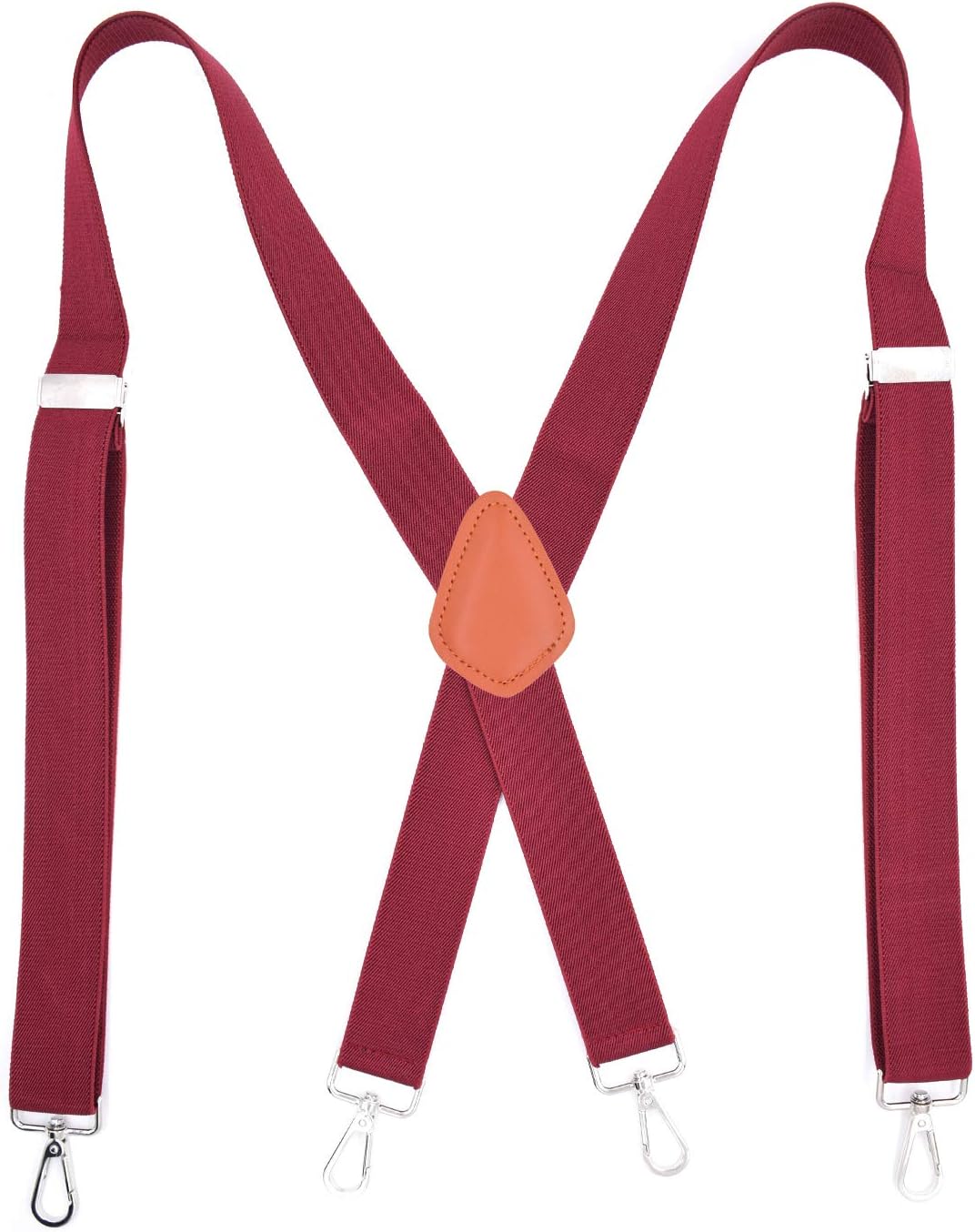 Mens Suspender Heavy Duty X-Back 1.4 Inch Solid Color Adjustable Braces with 4 Snap Hooks