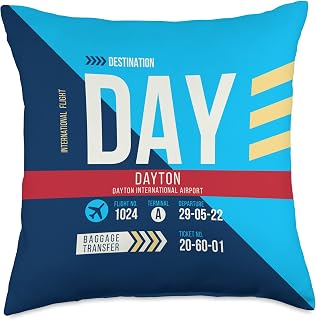 Vintage Dayton DAY Airport Code Retro Travel Day Ohio Throw Pillow