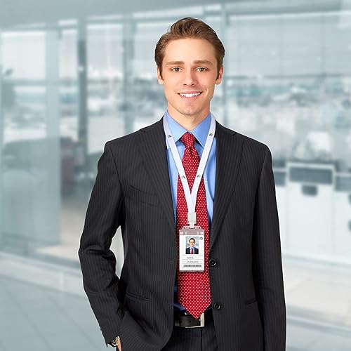 Miniatura 6 de Tinlade Paquete de 30 portatarjetas de plástico duro con bloqueo permanente, vertical, transparente, funda protectora resistente para oficina,