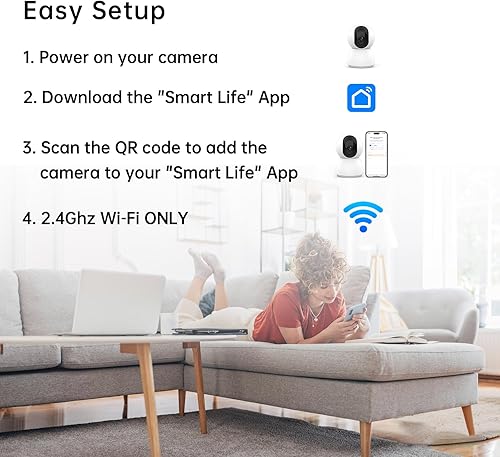 Miniatura 6 de RLihm Cámara de seguridad panorámica para interiores, cámara de seguridad inteligente de 4 MP para interiores, cámara HD de 2.5 K para mascotas con