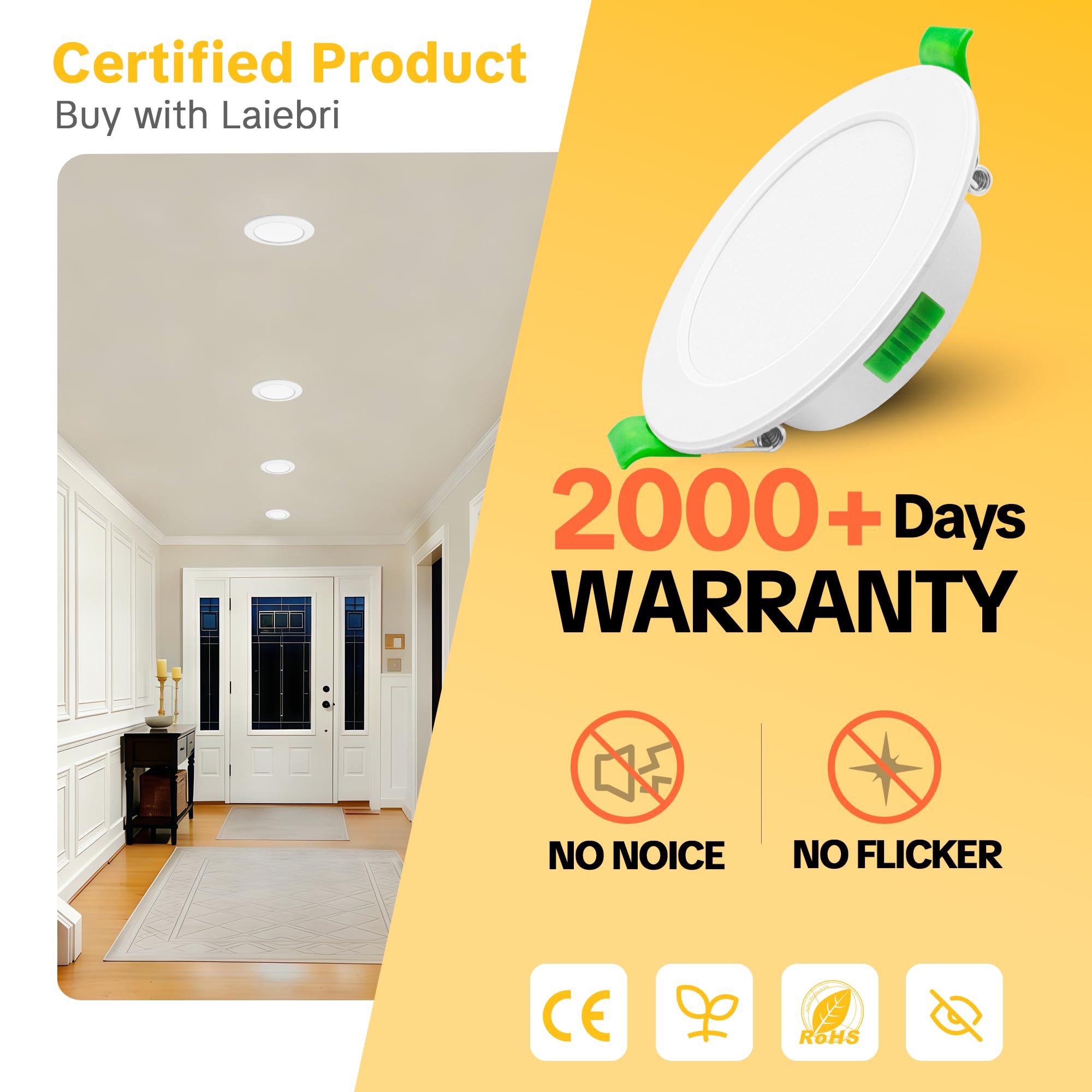 Spots LED Encastrable 230V Blanc IP44 5W 500lm 2700K/4000K/6000K Ø 68-75mm Lot de 6