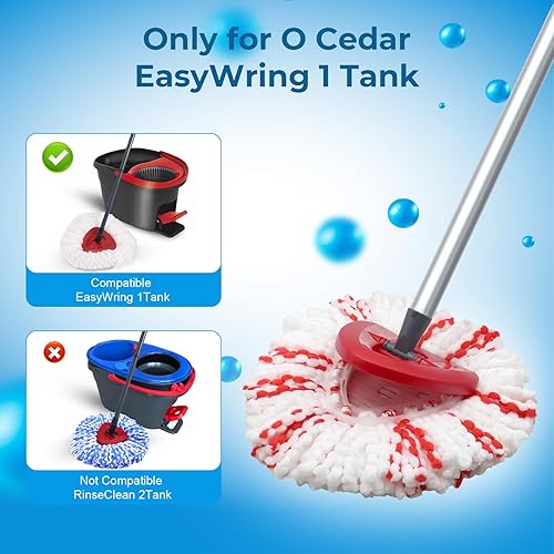 Miniatura 2 de Cabezal de fregona mejorado y cepillo de repuesto para sistema O Cedar EasyWring de 1 tanque, paquete de 3 cabezales de repuesto de trapeador
