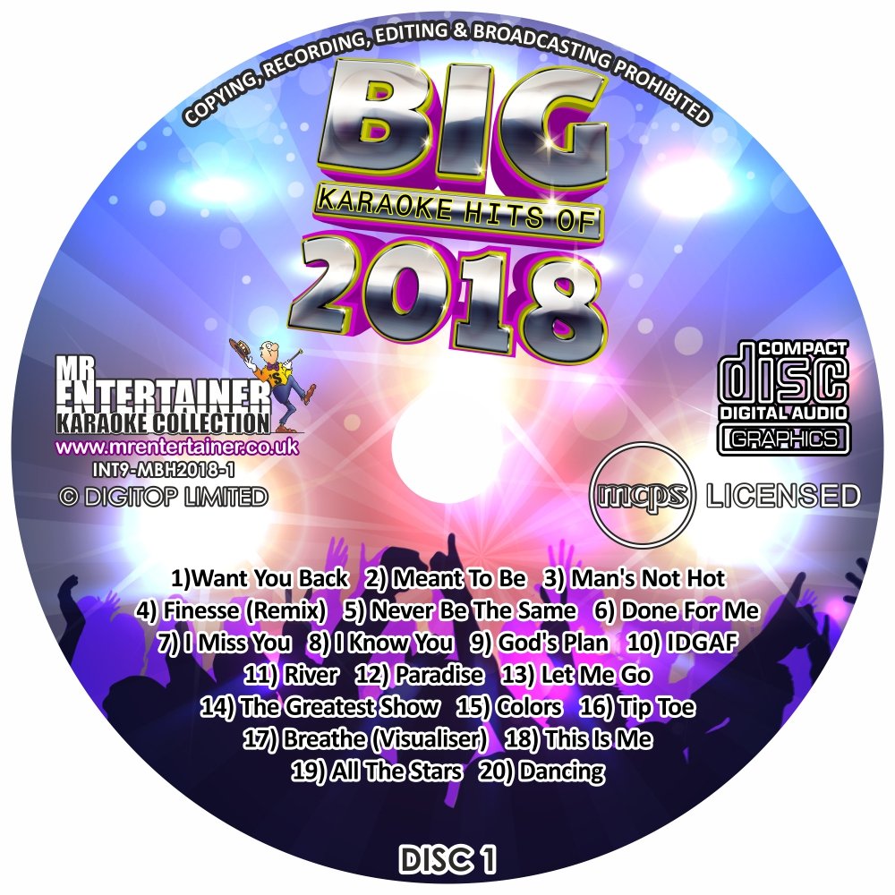 Mr Entertainer Big Karaoke Hits de 2018 - Paquete Doble CDG. 40 mejores canciones