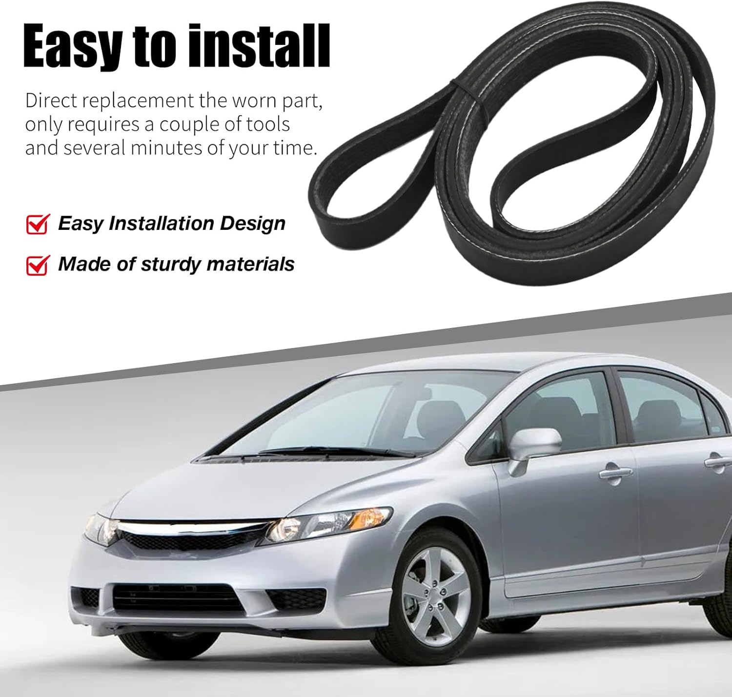 Hoypeyfiy 31110-R1A-A21 Alternator Belt, Replacement for Honda Civic Ngv 2012 2013 2014, Replaces 31110-R1A-A21