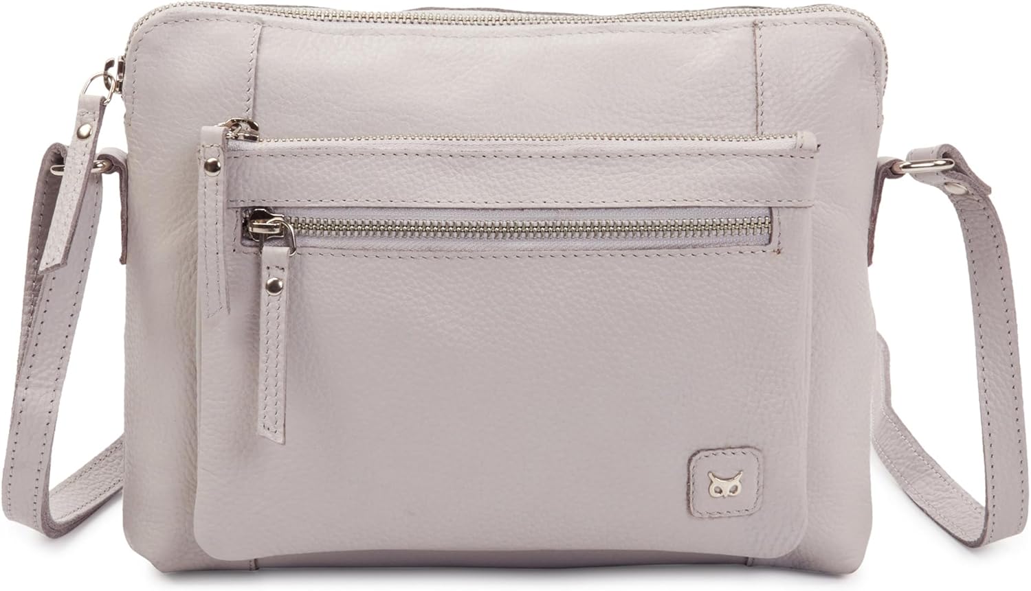 Leather Crossbody Bags for Women Small Soft Genuine Pebbled Sling Shoulder Handbag Crossover Purse with Full Adjustable Strap (Ice Grey Nappa)