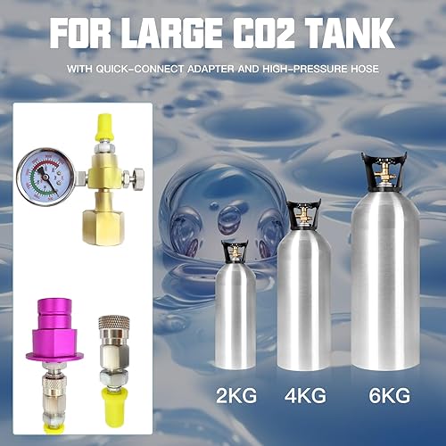 Miniatura 5 de Soda Terra Maker - Adaptador de CO2, manguera adaptadora de conexión rápida Co2 con manómetro de presión de 3500 psi, compatible con máquina de agua