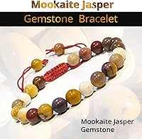 Vista 106 de Adjustable Crystal Bracelet – Gemstone Bead Bracelet with Adjustable Macrame String – Chic Gemstone Bracelet for Men and Women – 8mm Round Healing