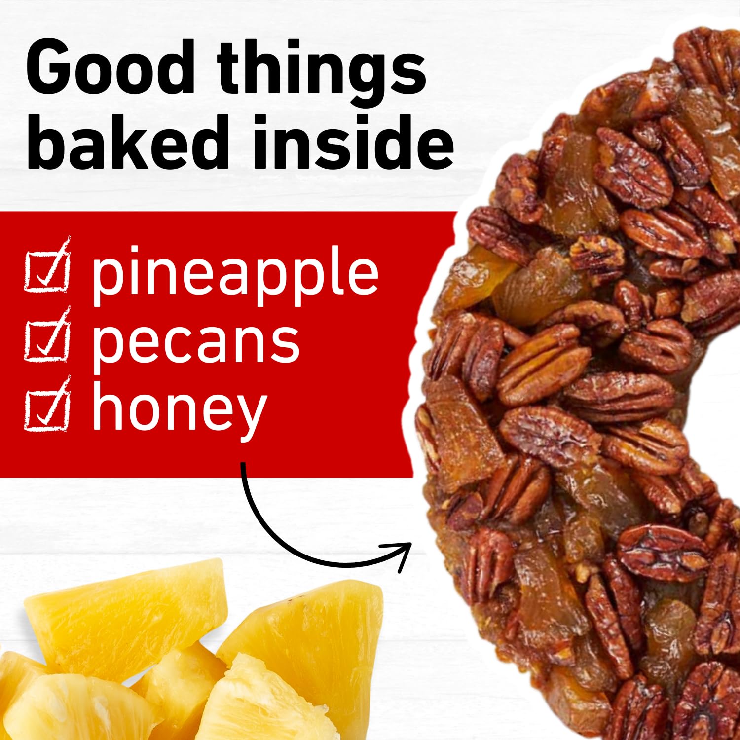 Collin Street Bakery Pineapple Pecan Cake (1 lb 14 oz) in Collectible Gift Tin - 115 Regular Size 7” Cake with Pecans, Pineapple, & Honey