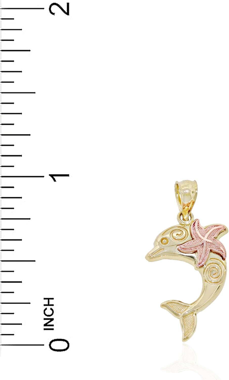 Charm America - Gold Dolphin Charm with Starfish - 10 Karat Solid Gold