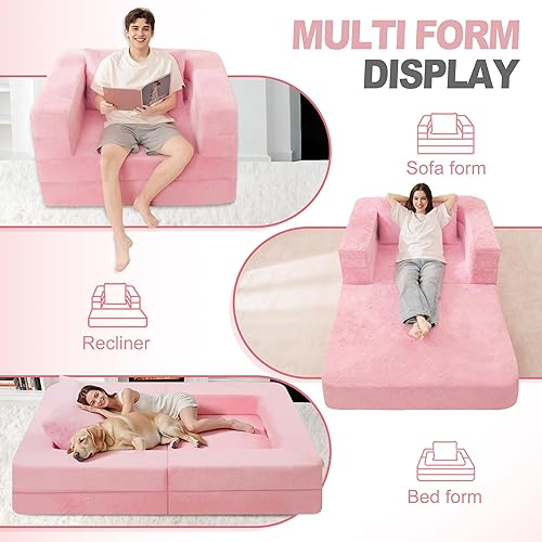 Miniatura 140 de Cama humana gigante para perro, cama 3 en 1 para perro de tamaño humano con funda de piel sintética lavable, cama grande plegable para mascotas con