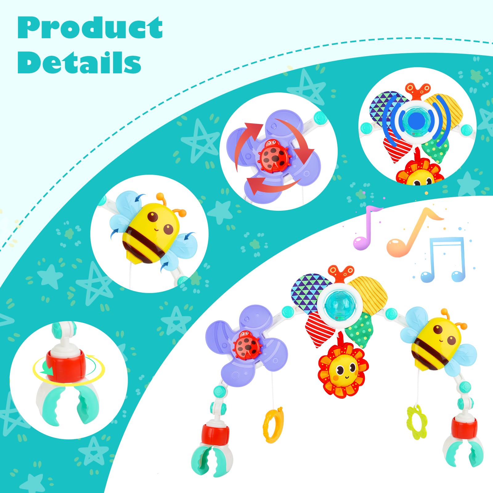 Arche D'activités Articulée Pour Bébés, Poussette Avec Moulin à