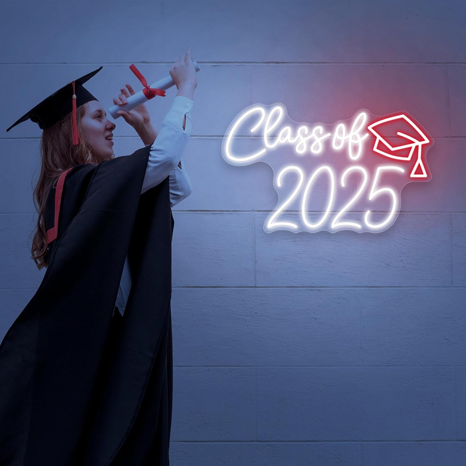 Class Of 2025 Sign LED Light Congrats Grad Led Sign Neon Sign Class of 2025 neon sign Neon Light Sign Graduation Sign Congratulations Light Up Sign For Backdrop for tables (Mix color 3-16.5x10.6")