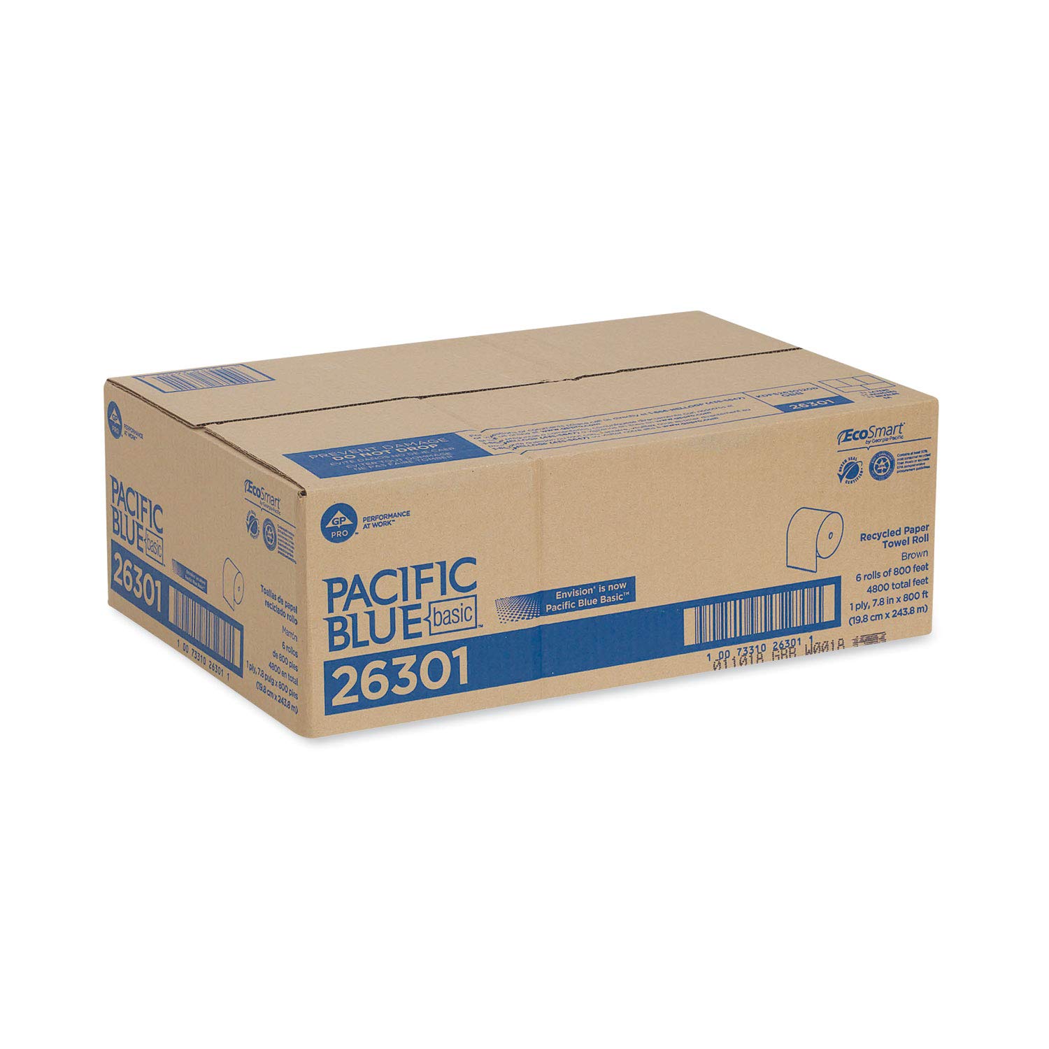 Georgia Pacific 26301 Envision Towel Roll Paper, Hi Capacity, 7.875" x 800", Brown