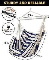 Vista 5 de ADVOKAIR - Silla tipo hamaca colgante grande, cómoda, suave y duradera, incluye 2 cojines de asiento