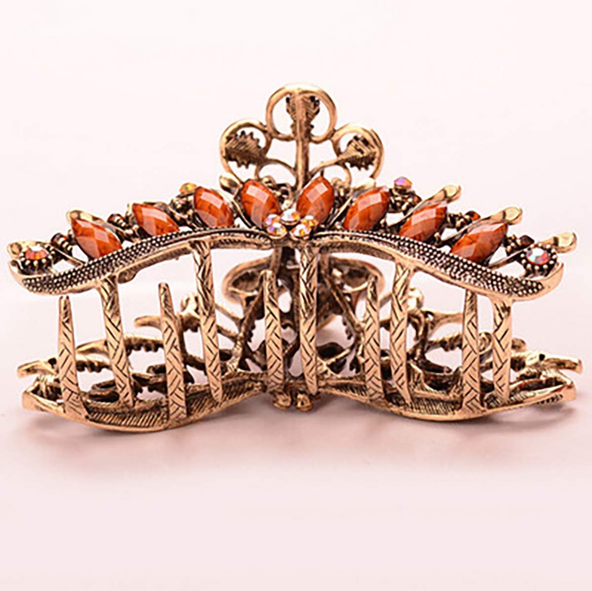 Fodattm Women Lady Girls Retro Flowers Hair Claw Clip Large Hair Updo Grip Bath Accessories for Thick Hair Vintage Alloy Rhinestone Non-Slip Hair Jaw Clips Hairpin Fancy Hair Clamp (Colourful) - Image 5
