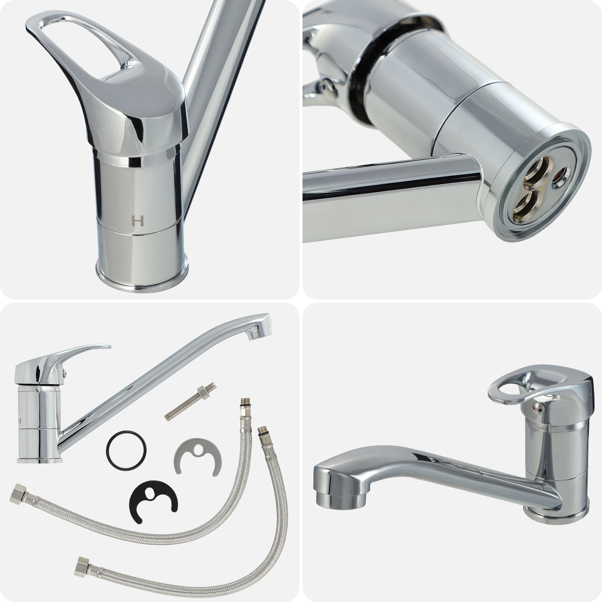 GOSPO Fregadero de polipropileno, 50,4 x 34 x 26,5 cm, fregadero con sifón y kit de montaje, lavabo, lavabo, lavabo, lavabo (blanco)