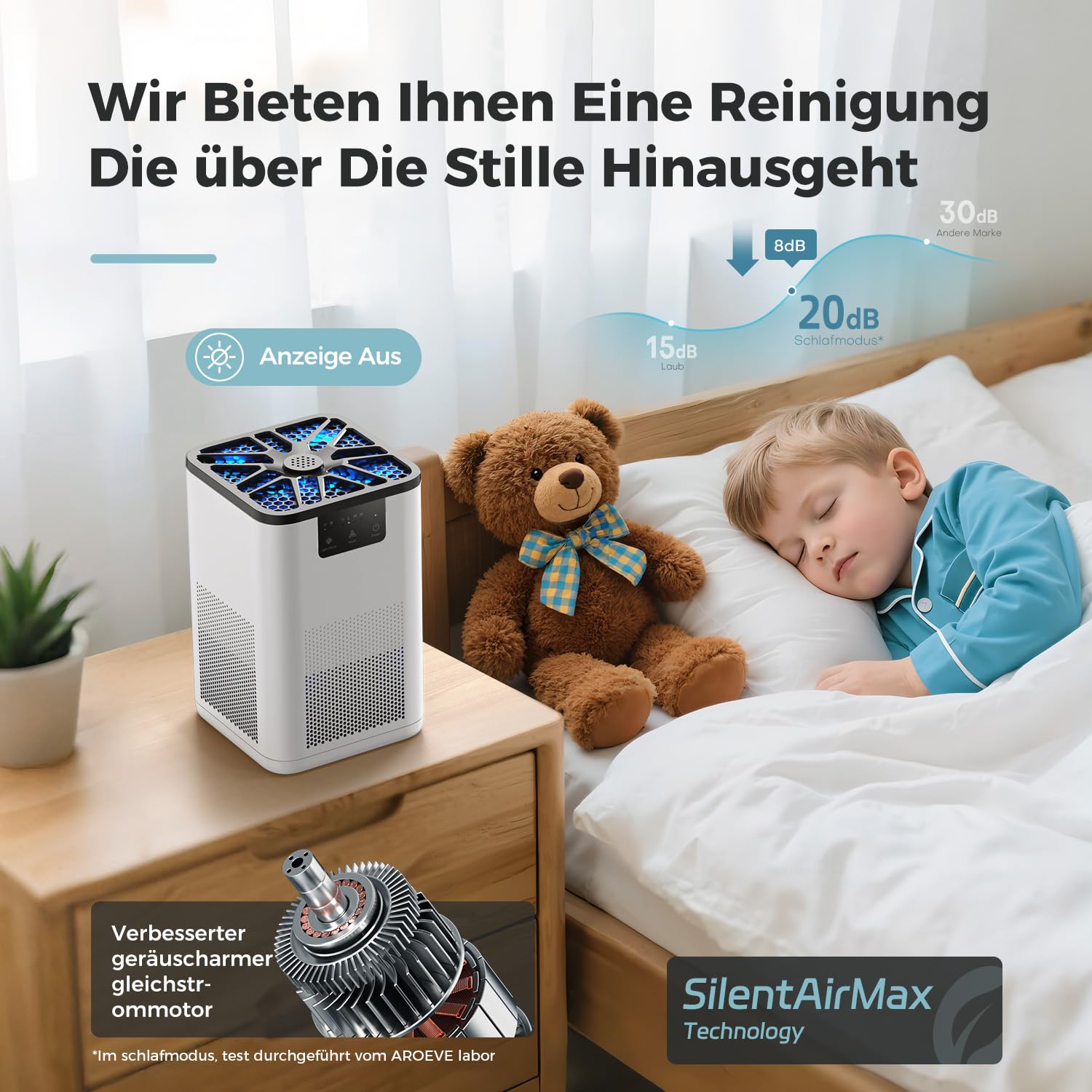 AROEVE Pour Chambre À Coucher oczyszczacz powietrza Avec Fonction D'aromathérapie Pour Les Odeurs De Fumée, De Pollen, De Poils D'animaux Et De Cheveux 20 Db oczyszczacz powietrza Pour C
