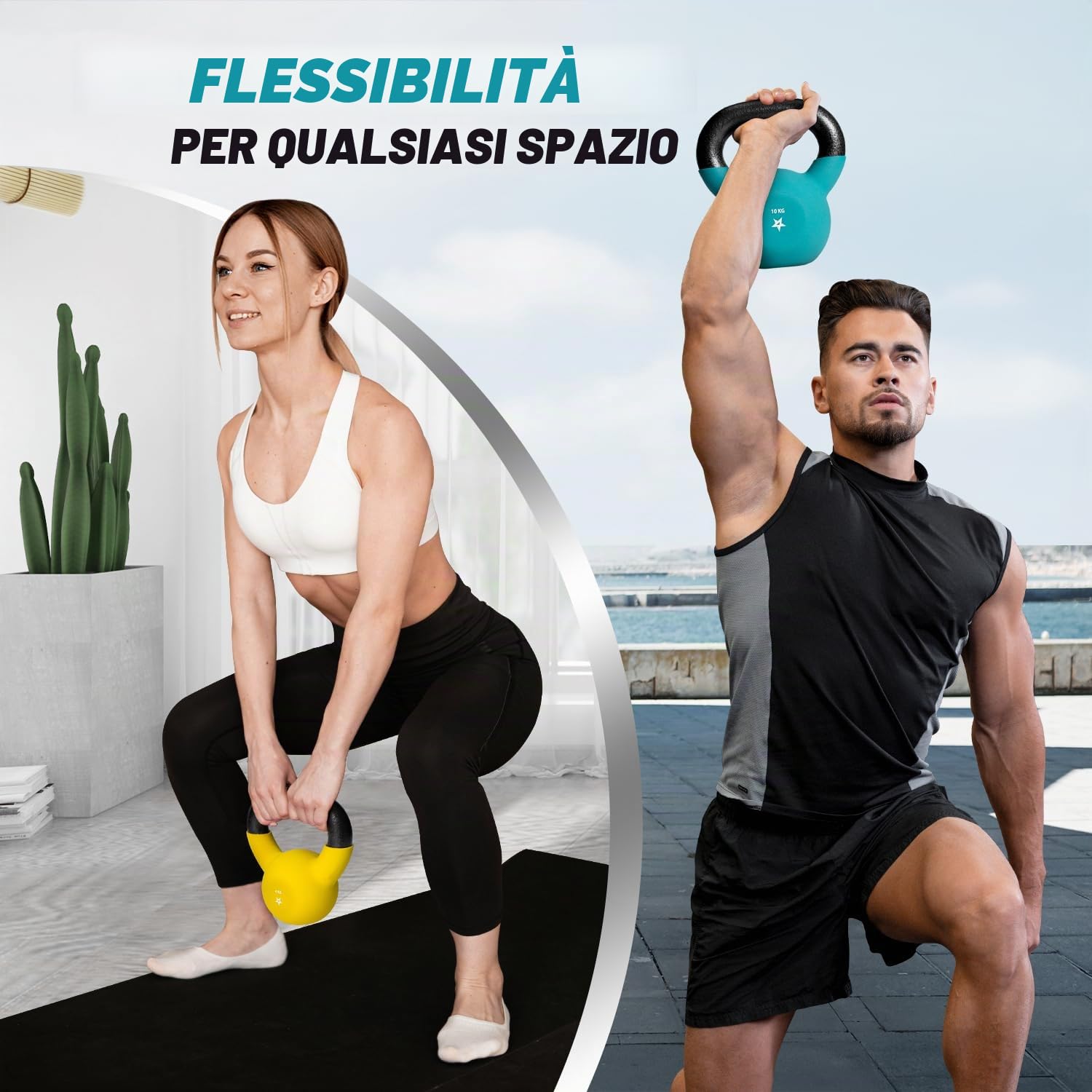 Yes4All 2-20kg Kettlebell in ghisa con rivestimento in neoprene, Kettlebells multicolore