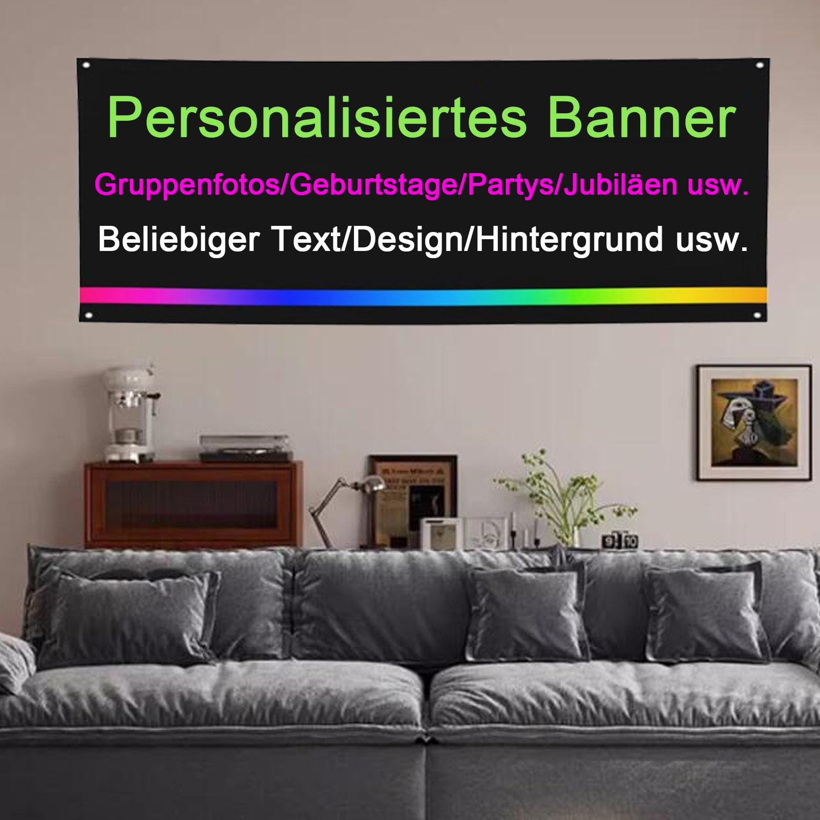 Personalisiertes Werbebanner Fügen Sie Ihr eigenes Design hinzu Inklusive Ösen für Werbung Veranstaltungen Hochzeiten Jubiläen Innen-und Außendekorationsbanner Bauzäunen,1.8×3m