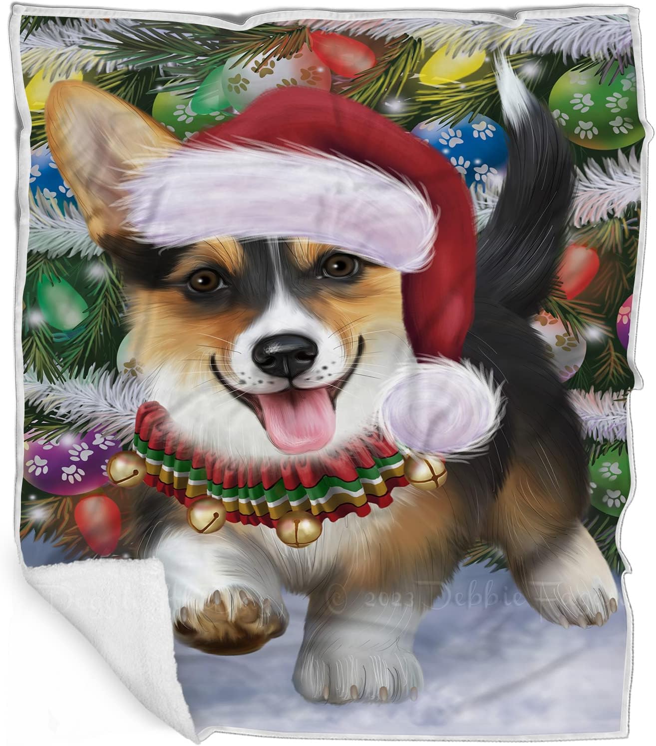 Trotting in The Snow Pembroke Welsh Corgi Dog Blanket - Multicolor Fluffy Warm Soft Fleece, Sherpa & Tasseled Woven Durable Blanket for Bed BLNKT68441 (30x40 Fleece)