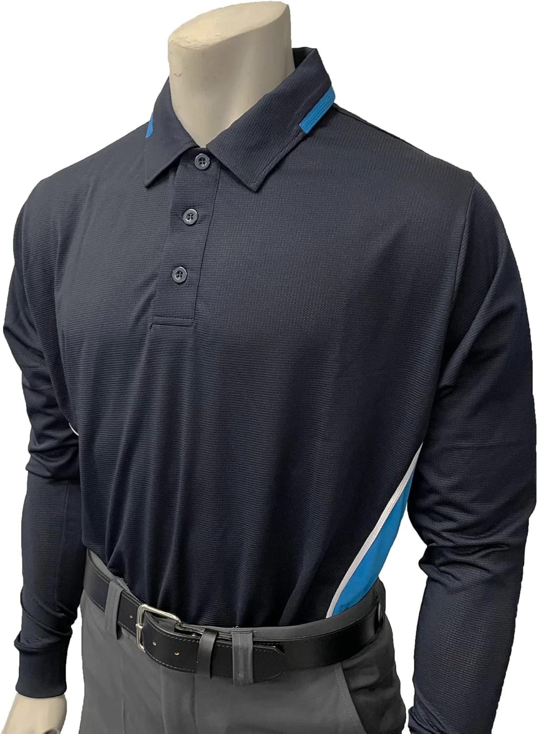 Smitty | BBS-347 | Premium Body Flex NCAA Softball Long Sleeve Umpire Shirt | Blue Navy White | Collegiate Official's Choice!