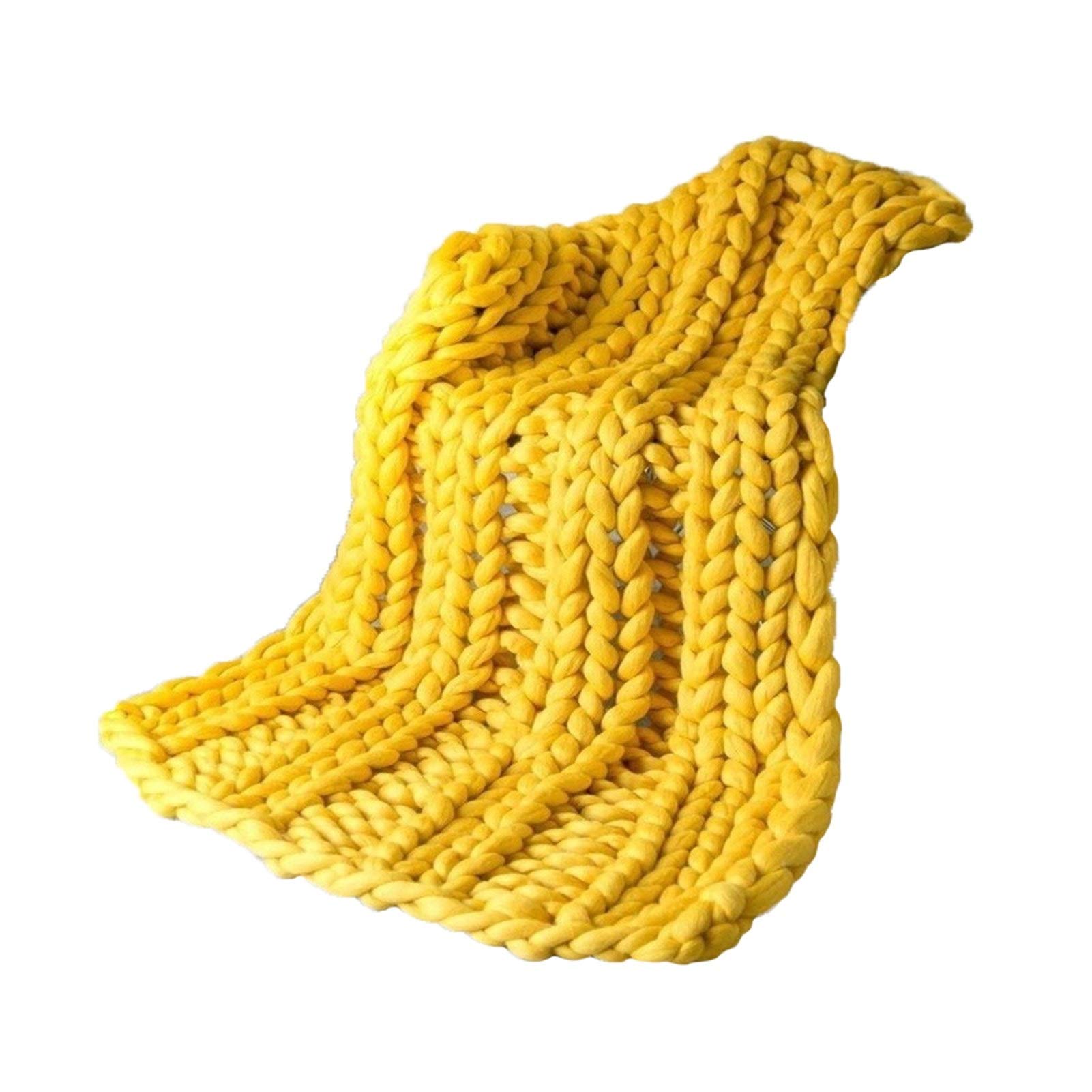 Coperta Tessuta A Mano Lavorata a Maglia Aria Condizionata Coperte Tempo Libero Coperte per Decorazioni per La Casa per Divano Letto (Color : Yellow, Size : 120 * 180CM)