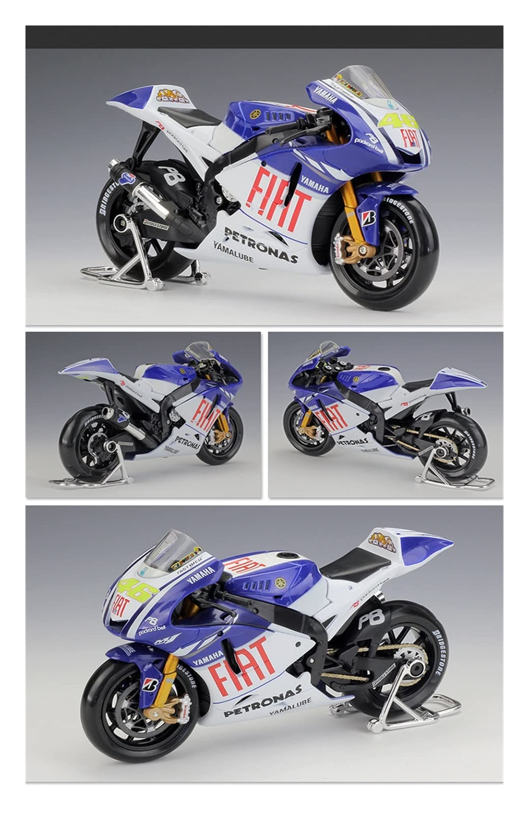 1:10 FIAT Yamaha Moto GP 2009 Rossi Racing Motorradmodell Simulation Metallmotorrad