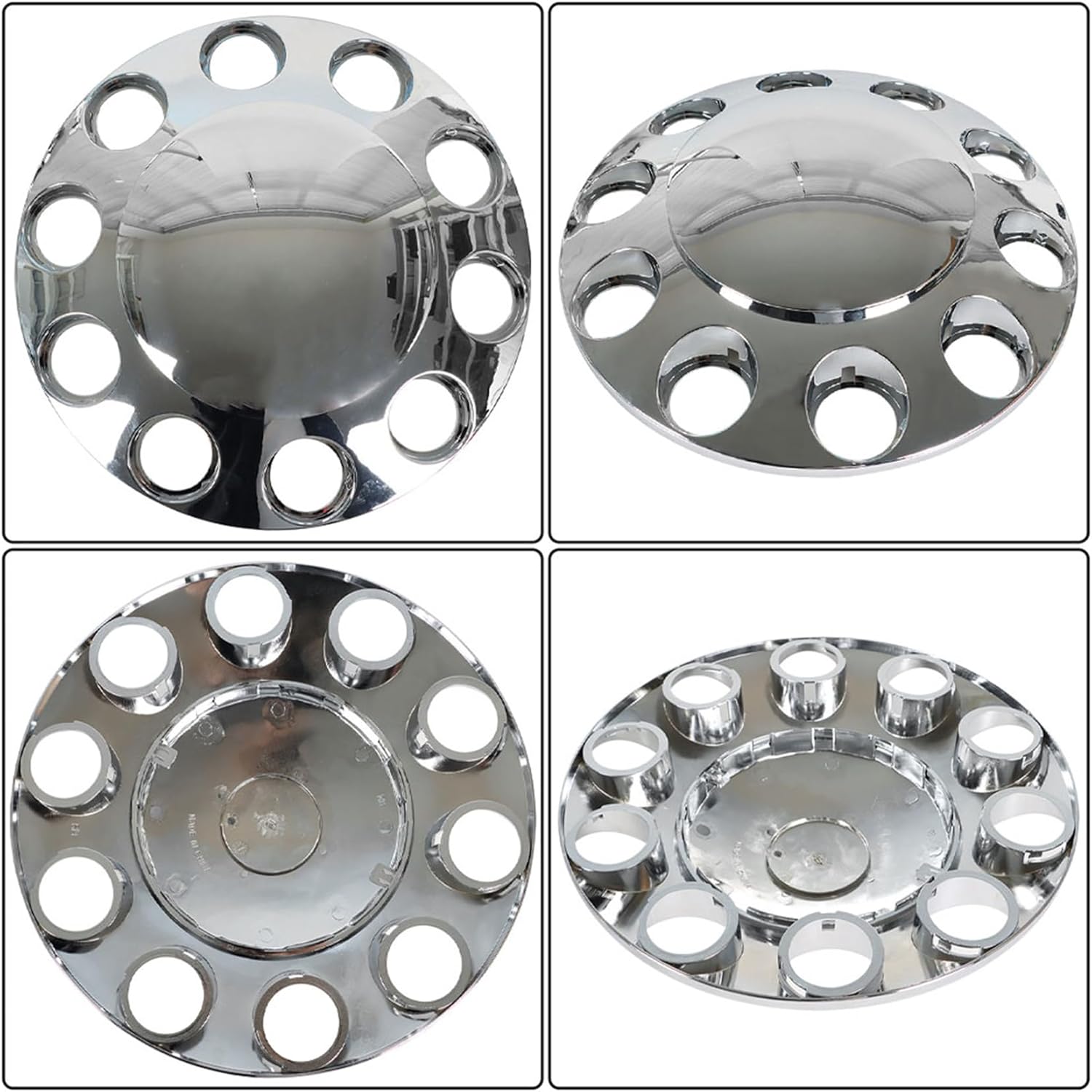 33 mm Axle Cover Chrome Standard 2 Front and 4 Rear Wheel Cover Set Lug Nut Covers for Semi Trucks Removable Screw-on Hub Caps Kit