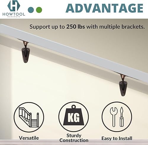 Miniatura 6 de Soporte de barandilla resistente montado en la pared bronce antiguo estilo V, paquete de 3 HOWTOOL