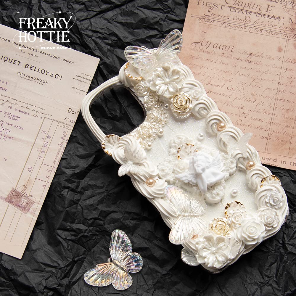 freaky hottie Vintage Baroque Phone Case White Angel & Cream Glue